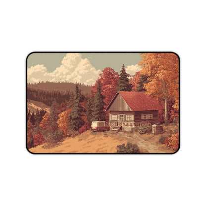 Pixel Art Forest Desk Mat, Fall Gaming Keyboard Mat