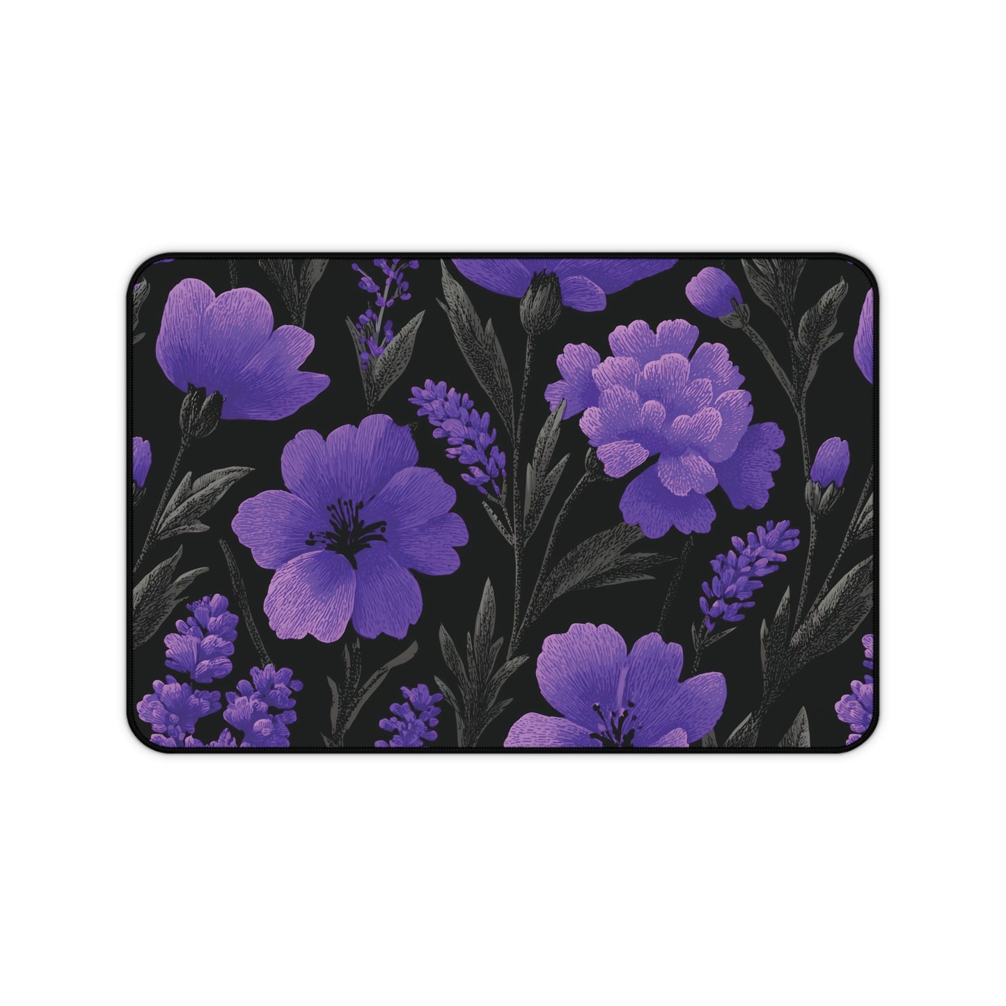 Floral Desk Mat Purple Moody, Gothic Flowers Mouse Pad