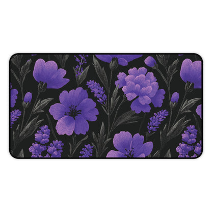 Floral Desk Mat Purple Moody, Gothic Flowers Mouse Pad