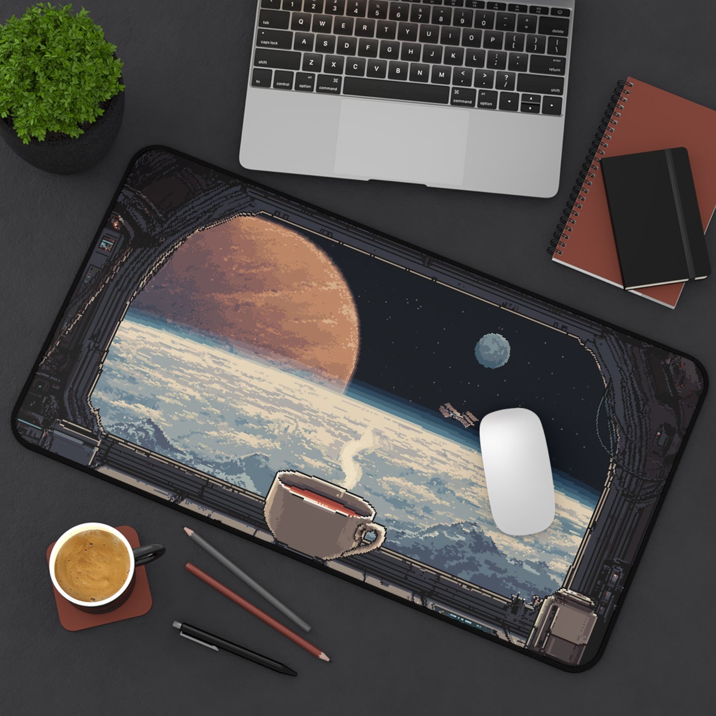 Pixel Art Keyboard Mat: Spacecraft Mouse Pad