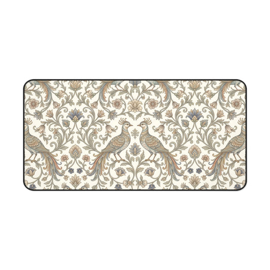 William Morris Desk Mat: Vintage Peacock Mouse Pad