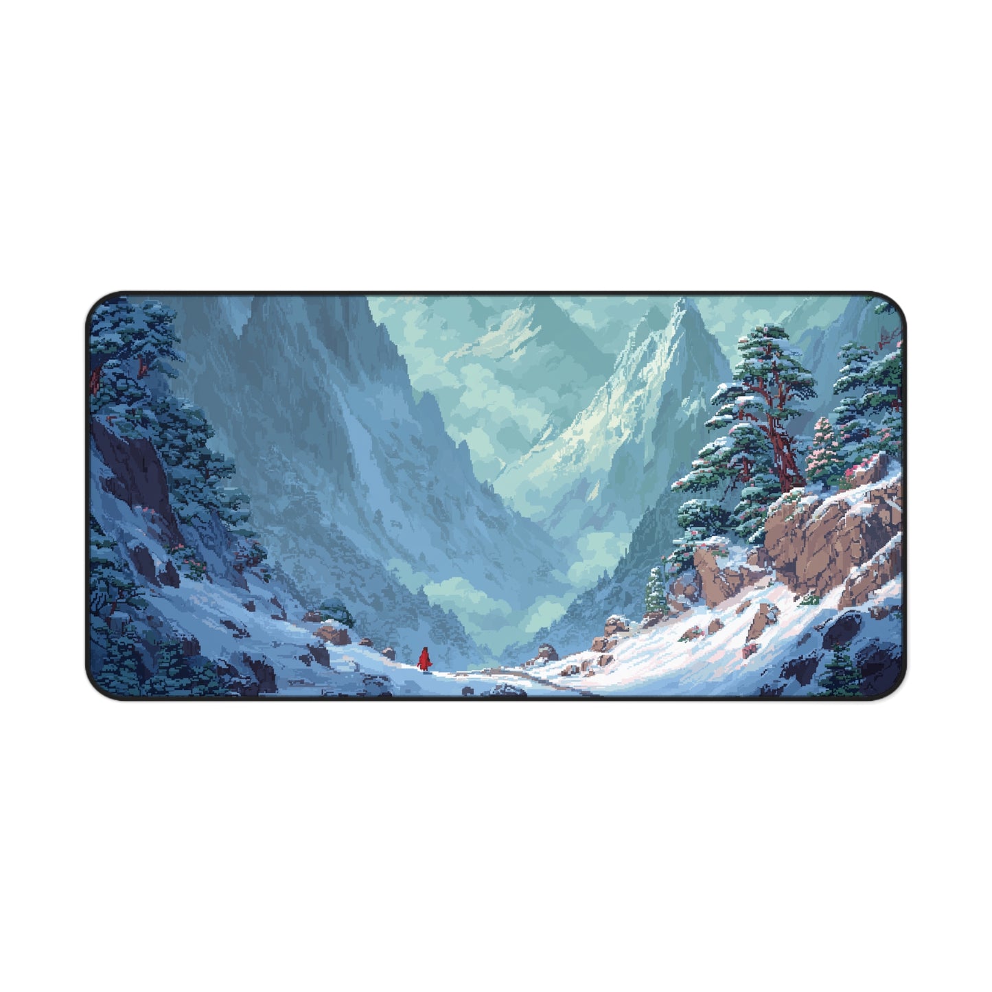 Pixel Art Desk Mat: Snowy Mountain Mouse Pad XXL