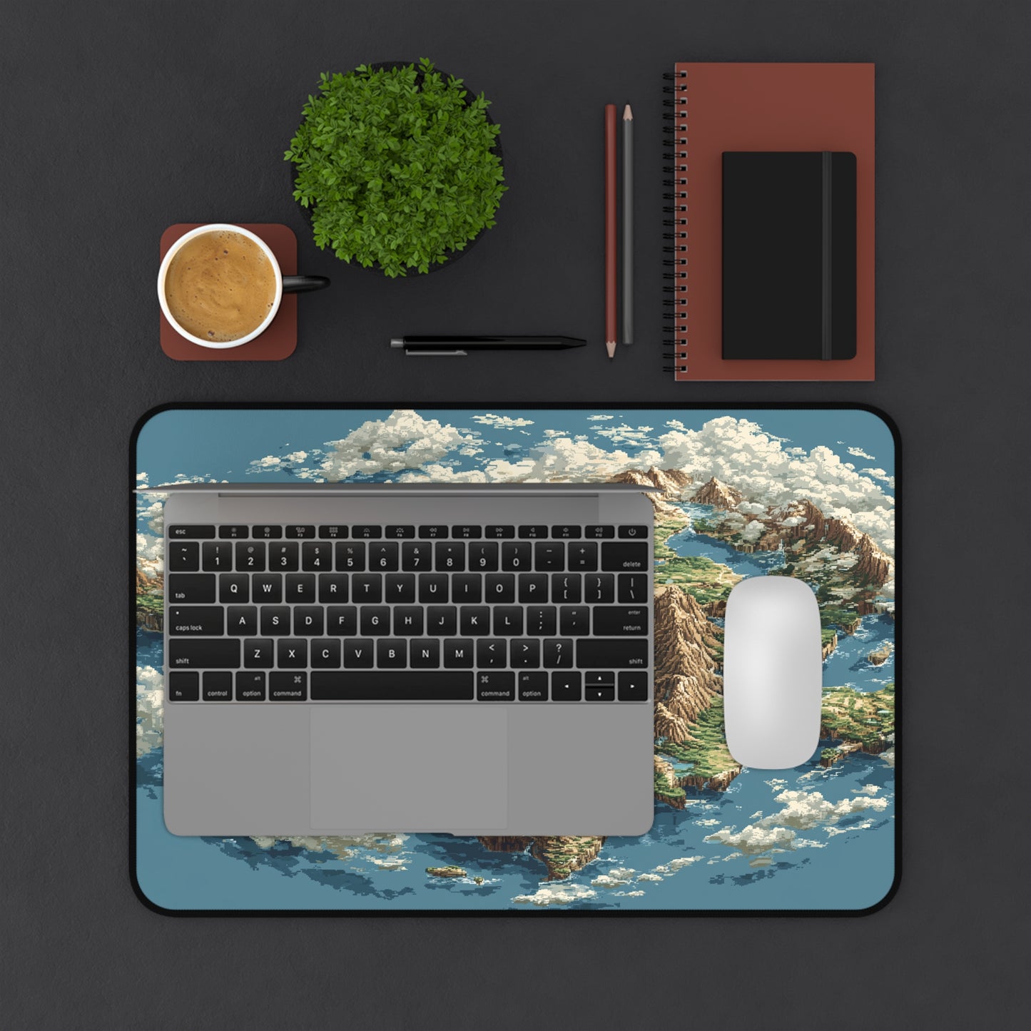 Fantasy World Map Desk Mat: Pixel Art Map Mouse Pad
