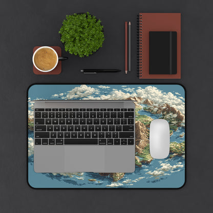 Fantasy World Map Desk Mat: Pixel Art Map Mouse Pad