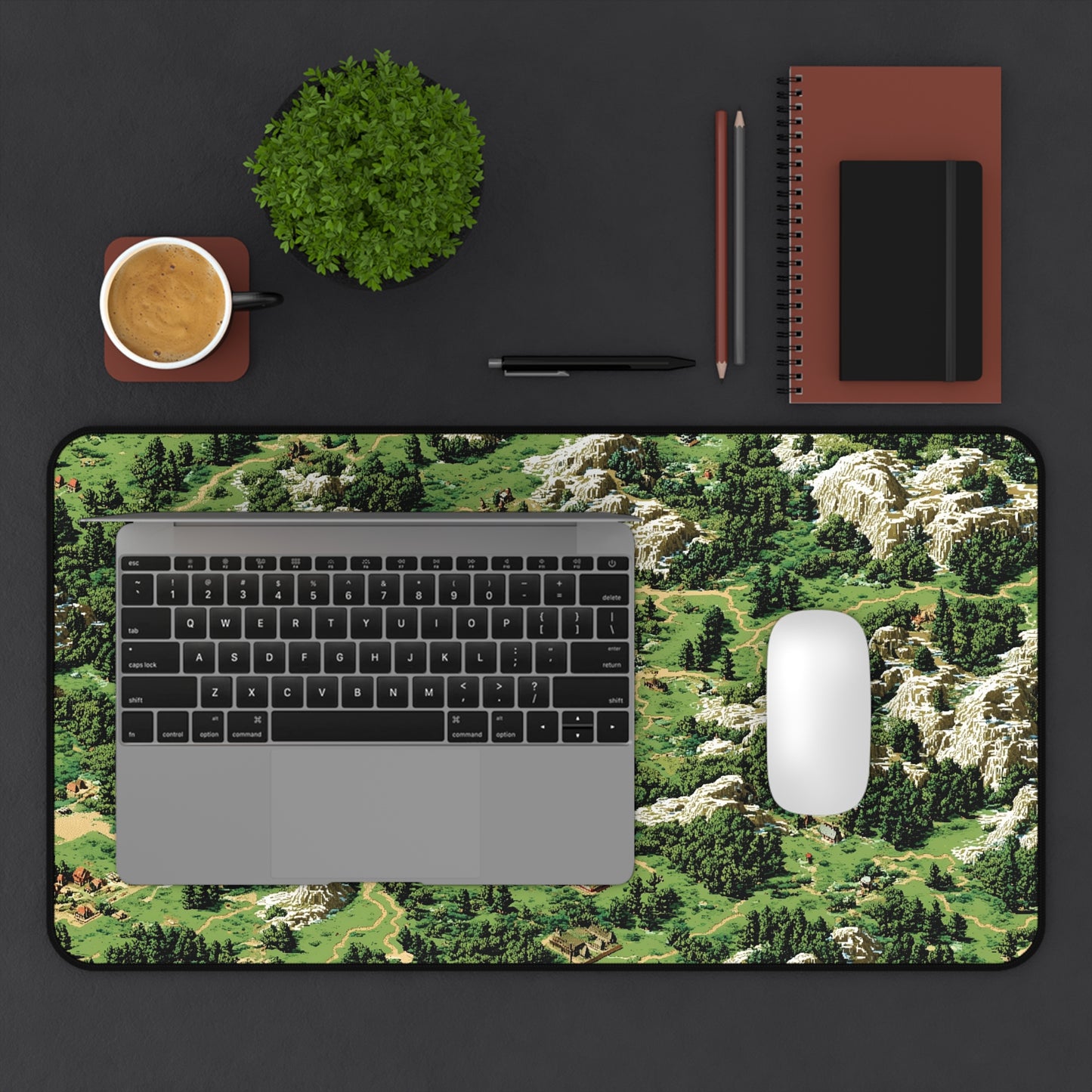 Pixel Art Fantasy Map Desk Pad: Retro RPG Keyboard Mat