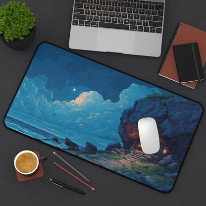 Pixel Art Night Landscape Desk Mat