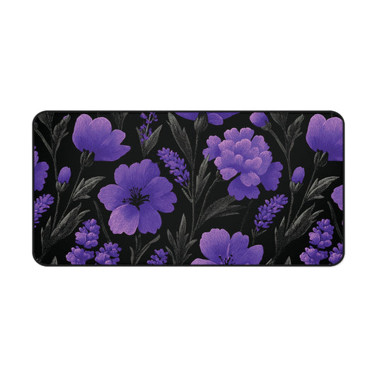 Floral Desk Mat Purple Moody, Gothic Flowers Mouse Pad