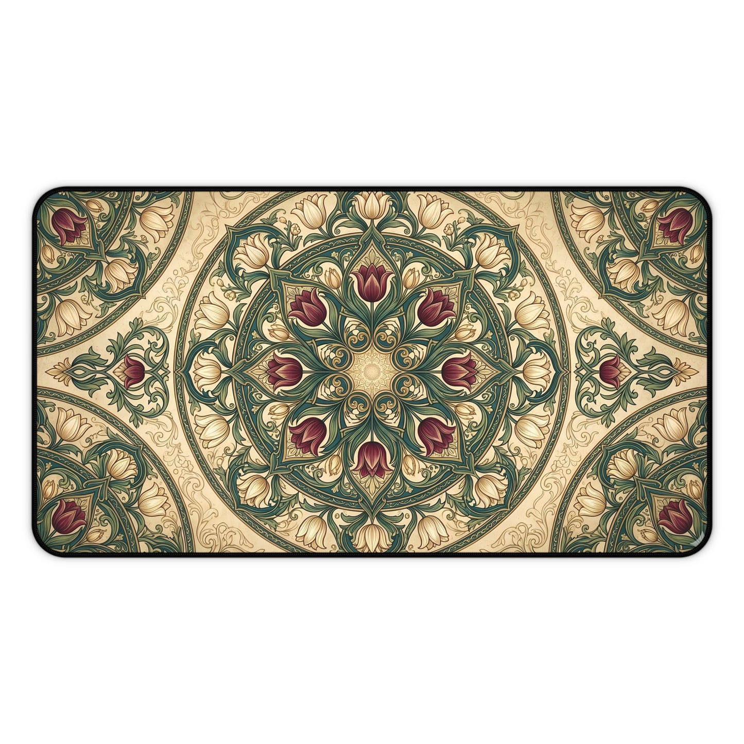 Art Nouveau Tulip Desk Mat: Vintage Tapestry Mandala Mouse Pad
