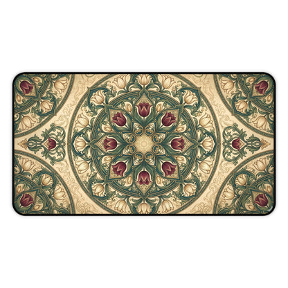 Art Nouveau Tulip Desk Mat: Vintage Tapestry Mandala Mouse Pad