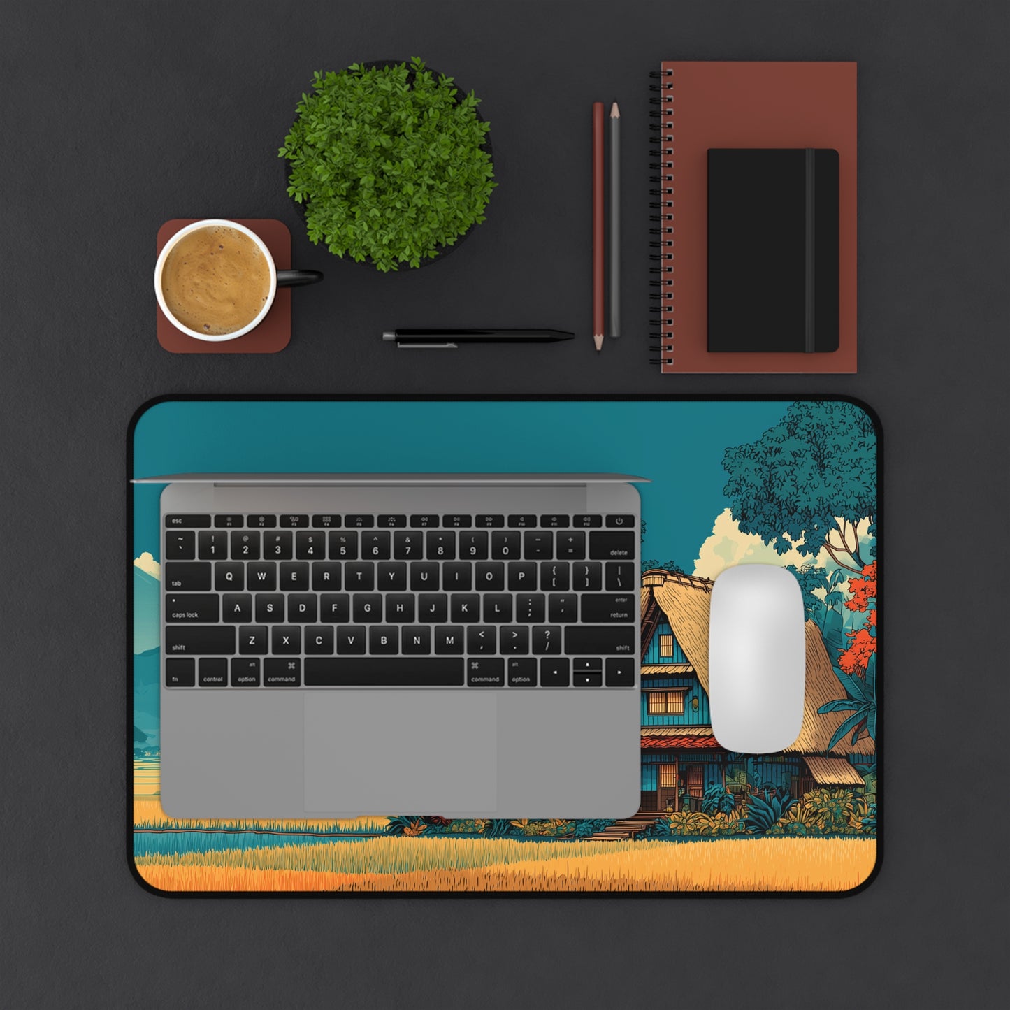 Japanese House Desk Mat: Mt. Fuji Landscape Mouse Pad XL