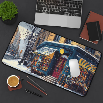 Serene Christmas Desk Pad, Book Lovers Mouse Pad