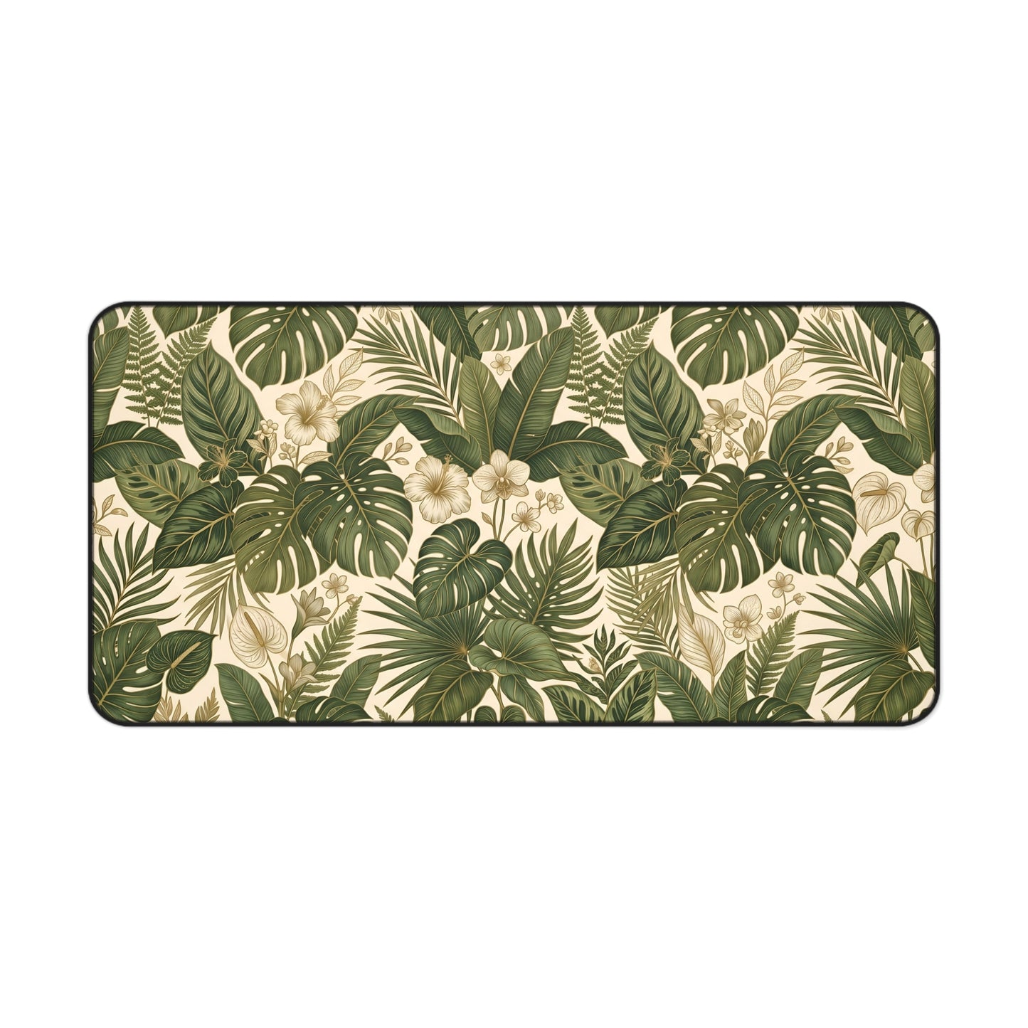 Green Monstera Desk Mat: Tropical Large Mouse Pad