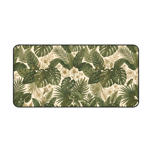 Green Monstera Desk Mat: Tropical Large Mouse Pad