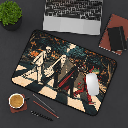 Halloween Monster Crosswalk Desk Mat: Retro Halftone Parade