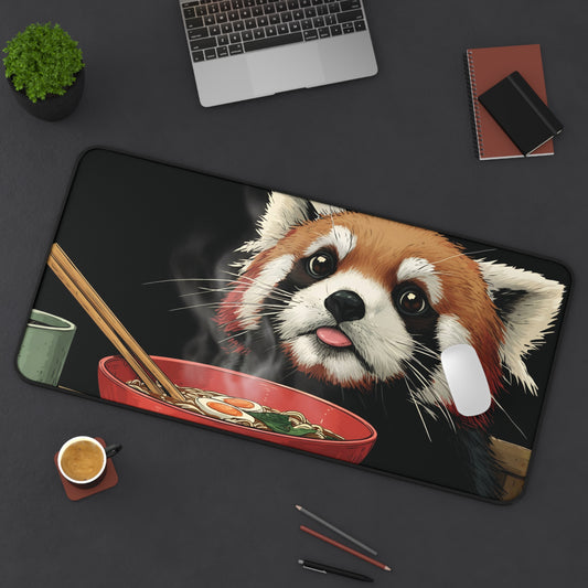 Funny Red Panda Eating Ramen Desk Mat