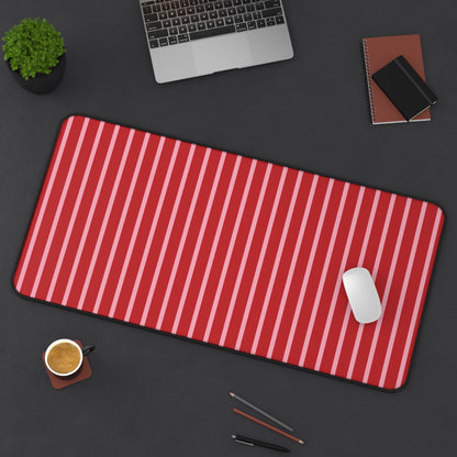 Red and Pink Striped Desk Mat — Large Modern Mousepad