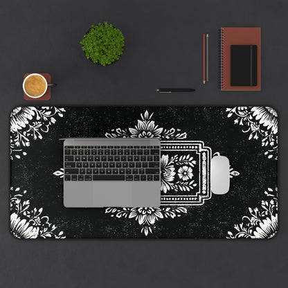 Victorian Desk Mat: Black & White Vintage Mouse Pad