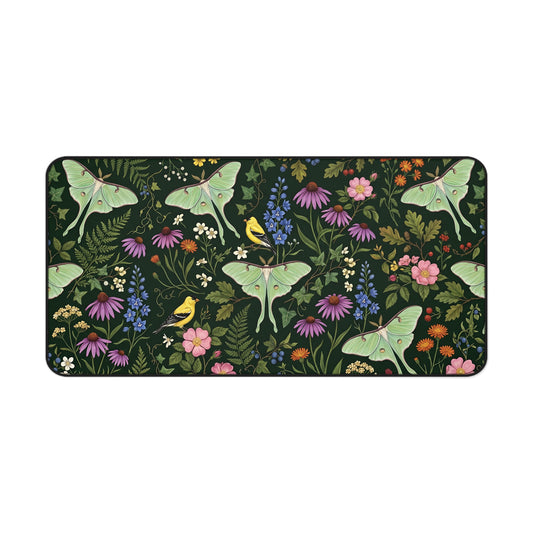 Luna Moth Desk Mat: Botanical Cottagecore Mouse Pad
