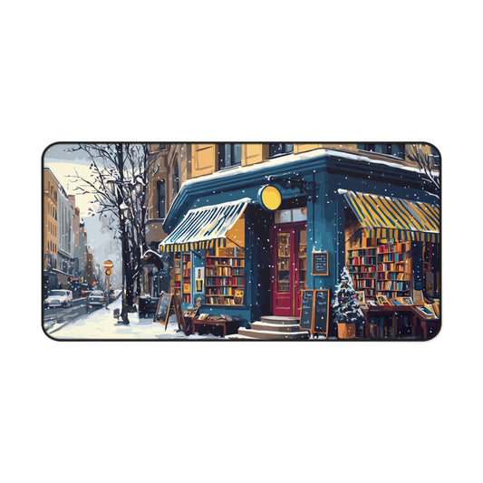 Serene Christmas Desk Pad, Book Lovers Mouse Pad