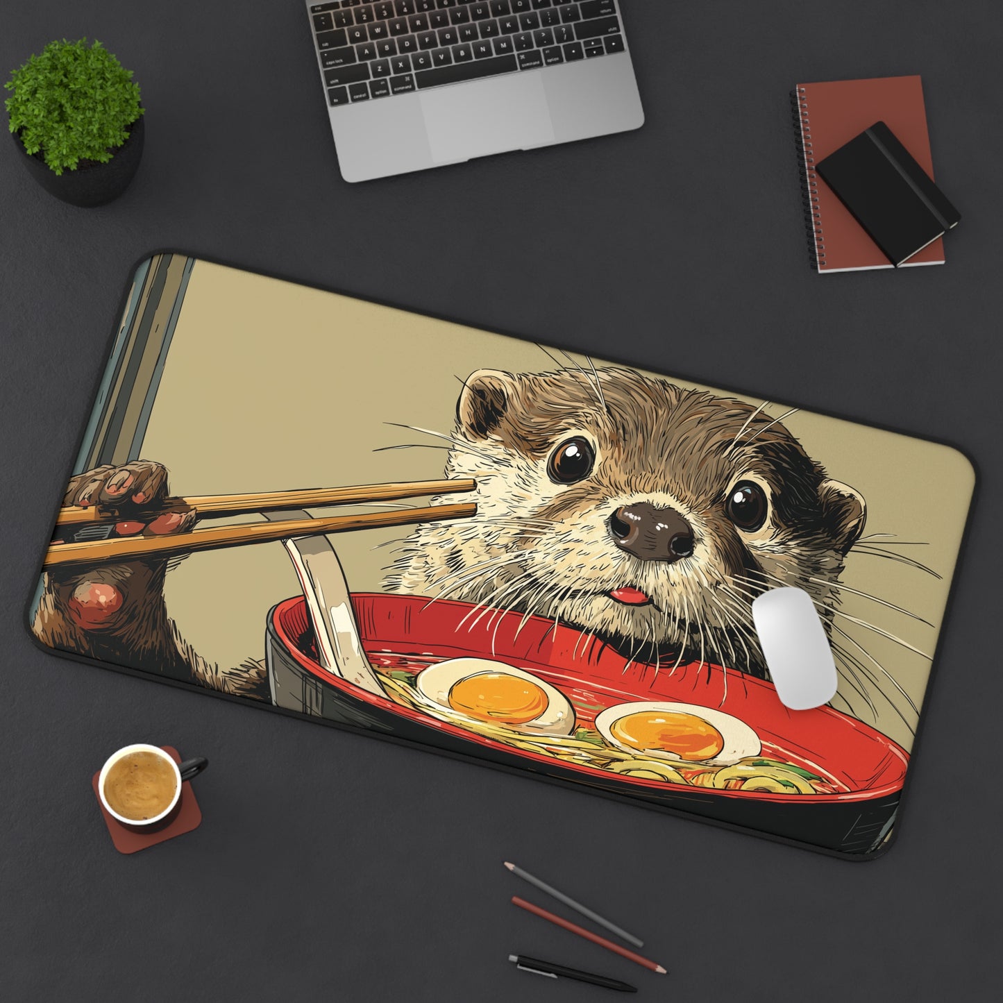 Otter Ramen Desk Mat, Cool Animal Mouse Pad