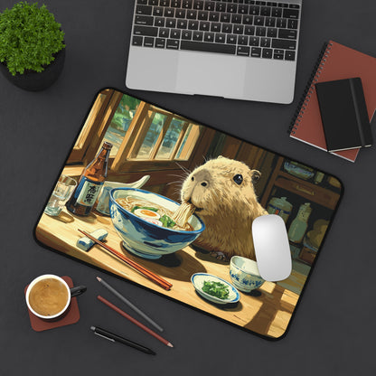 Capybara Ramen Desk Mat, Funny Anime Animal Mouse Pad