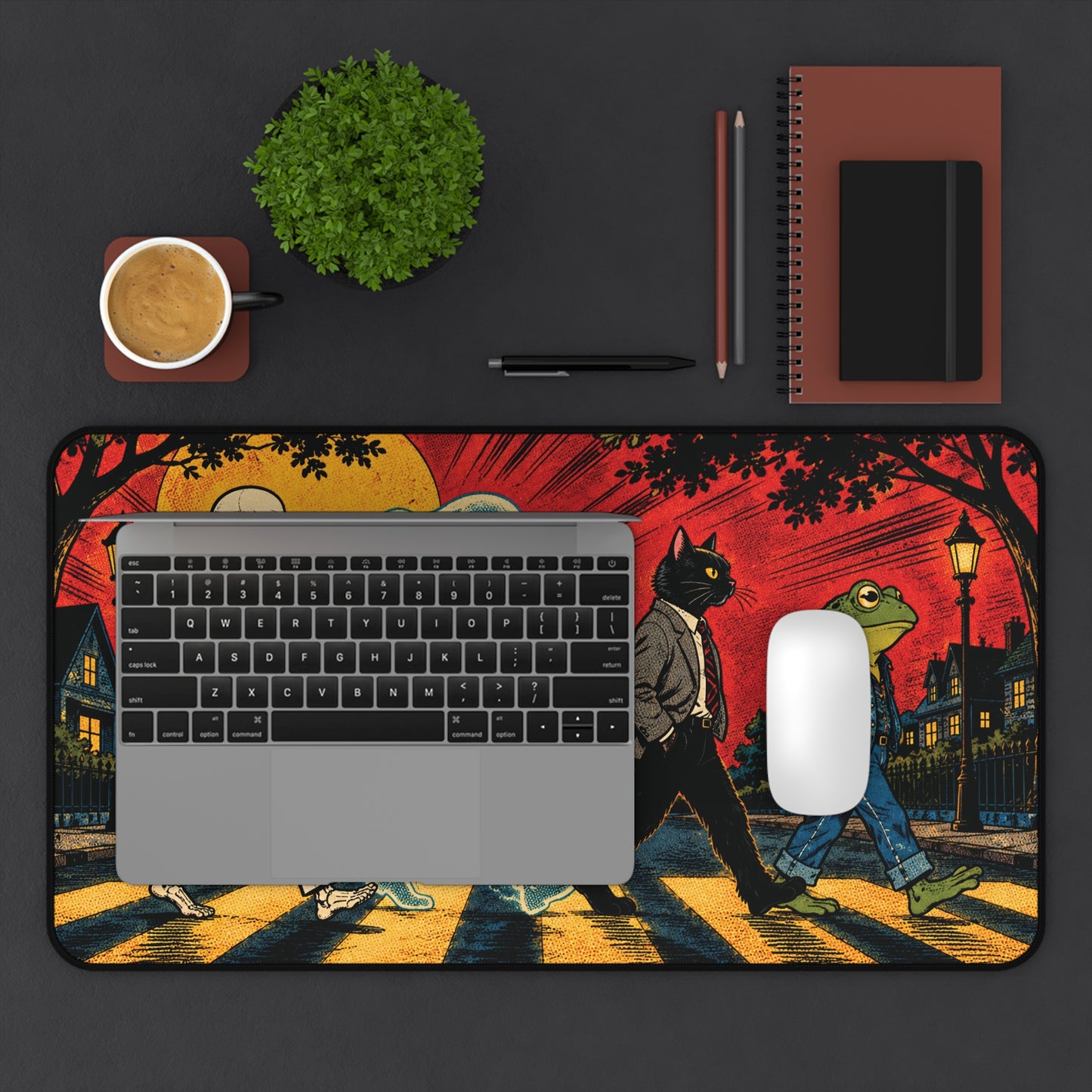 Halloween Monster Crosswalk Desk Mat: Bold Poster Style
