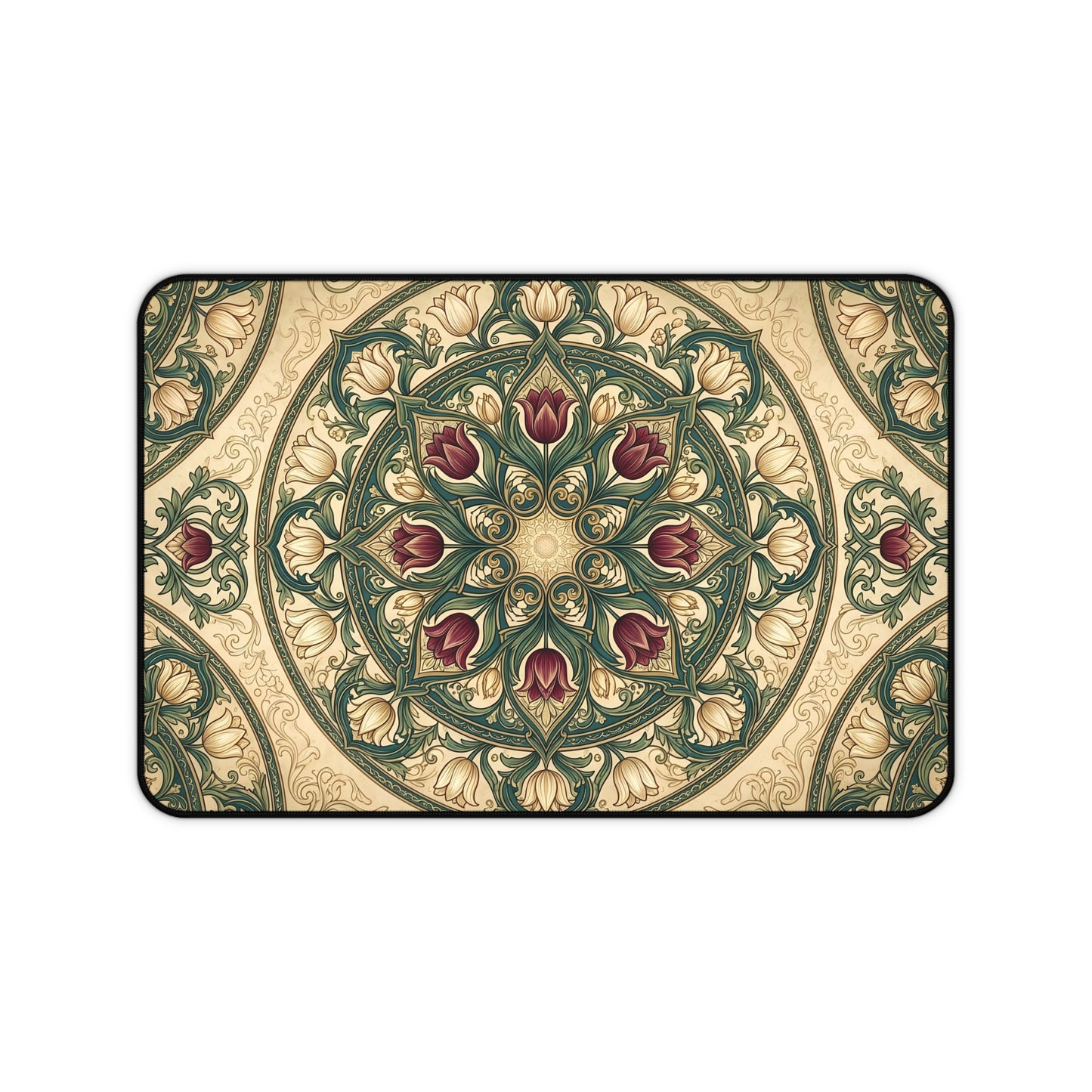 Art Nouveau Tulip Desk Mat: Vintage Tapestry Mandala Mouse Pad