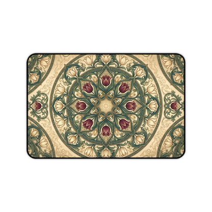 Art Nouveau Tulip Desk Mat: Vintage Tapestry Mandala Mouse Pad