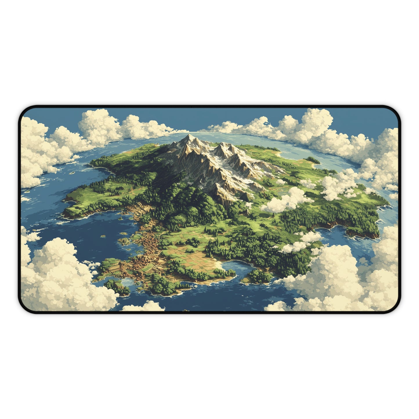 Fantasy World Map Desk Mat: Pixel Art Mouse Pad