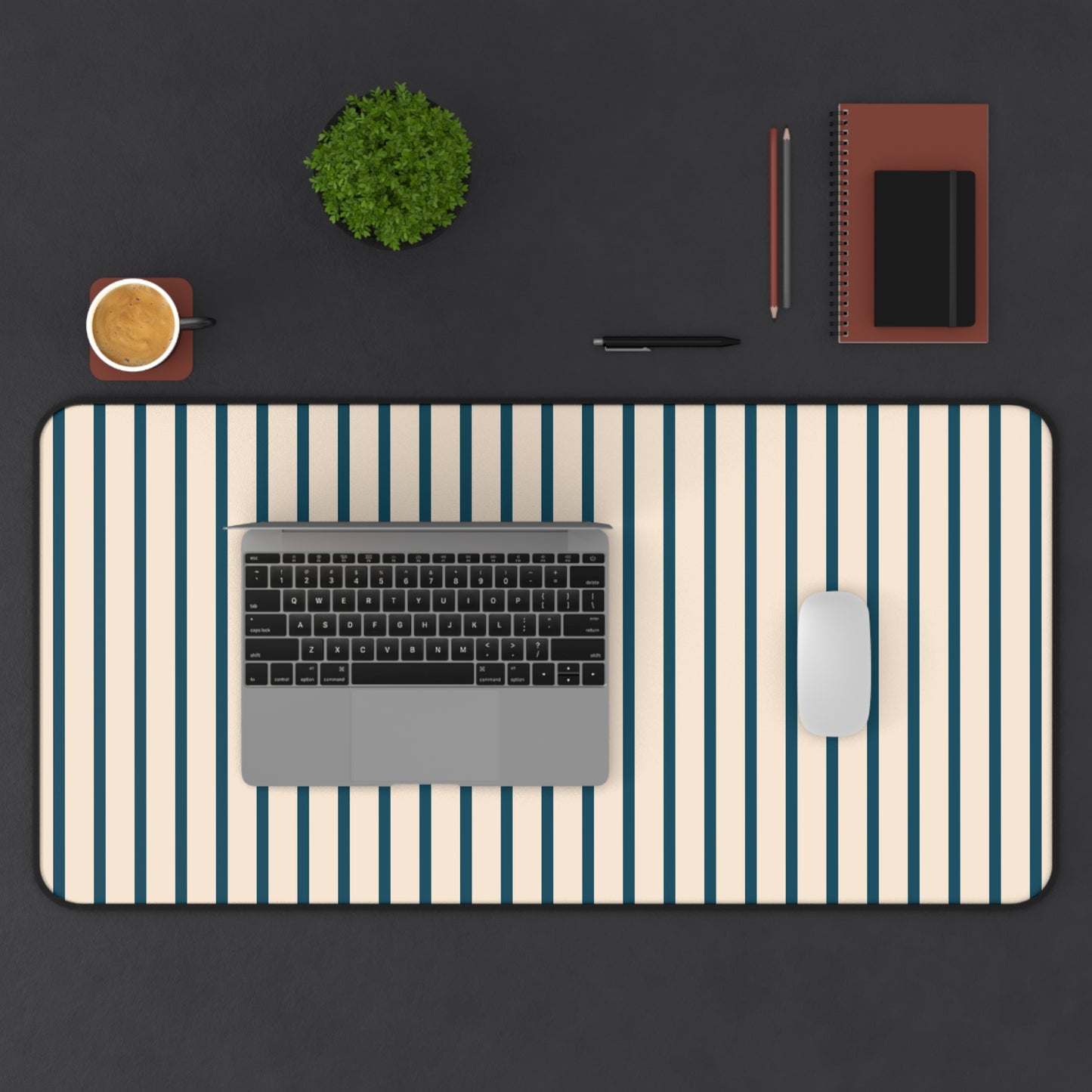 Deep Teal & Warm Beige Desk Mat