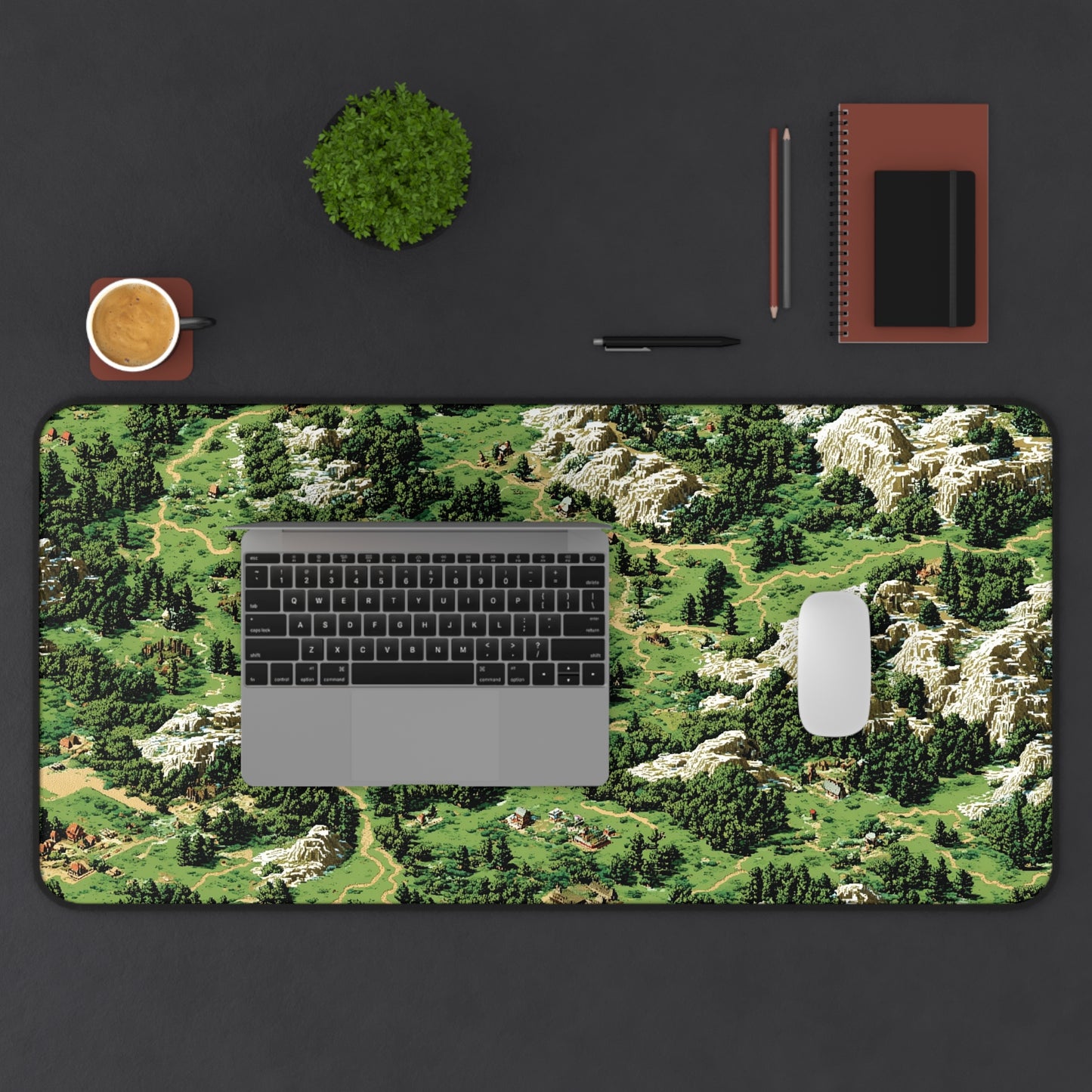 Pixel Art Fantasy Map Desk Pad: Retro RPG Keyboard Mat