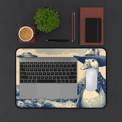 Silly Goose Cowboy Desk Mat: Vintage Western UFO Mouse Pad