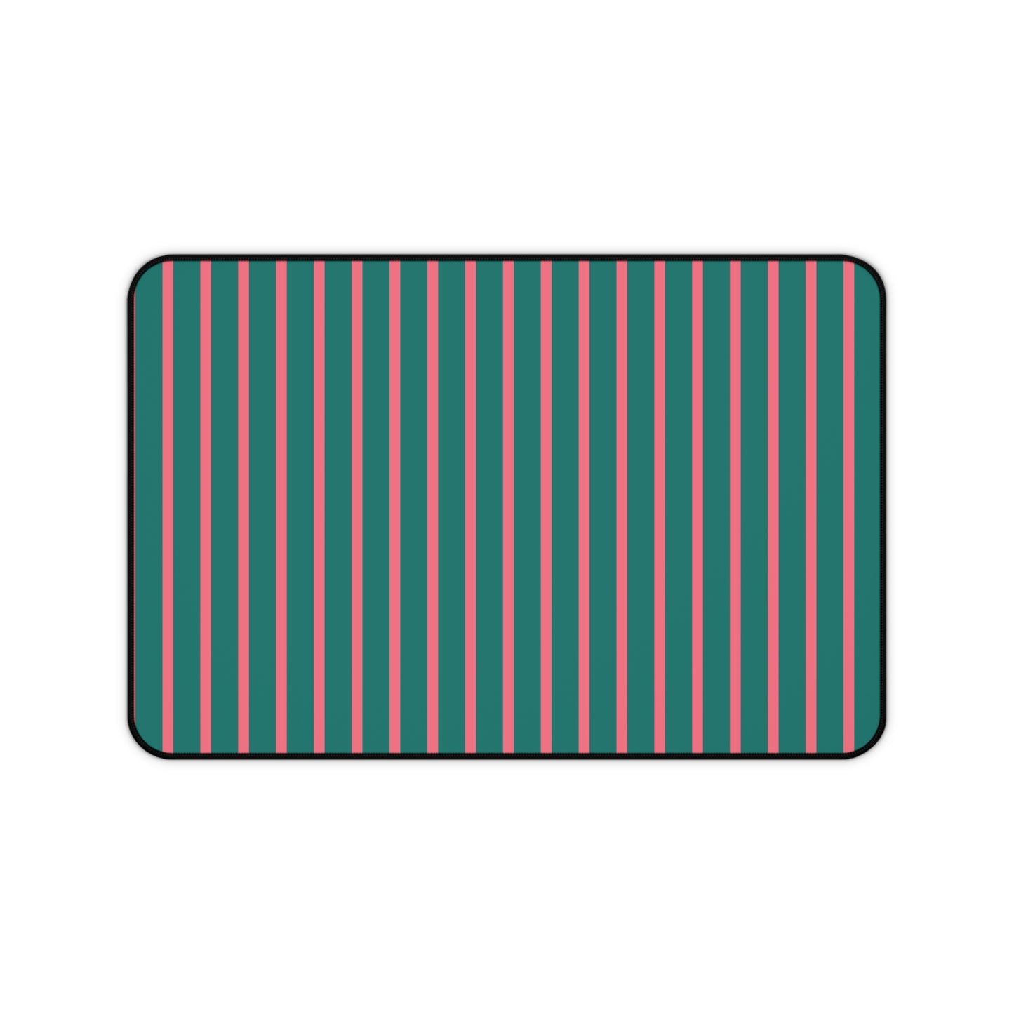 Teal & Coral Vertical Stripe Desk Mat — Modern Retro Office Mousepad