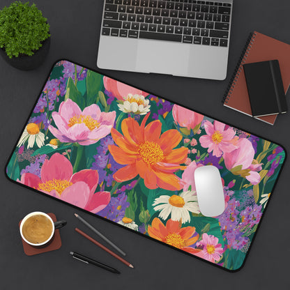 Colorful Wildflower Desk Mat, Painting Flowers Mouse Pad