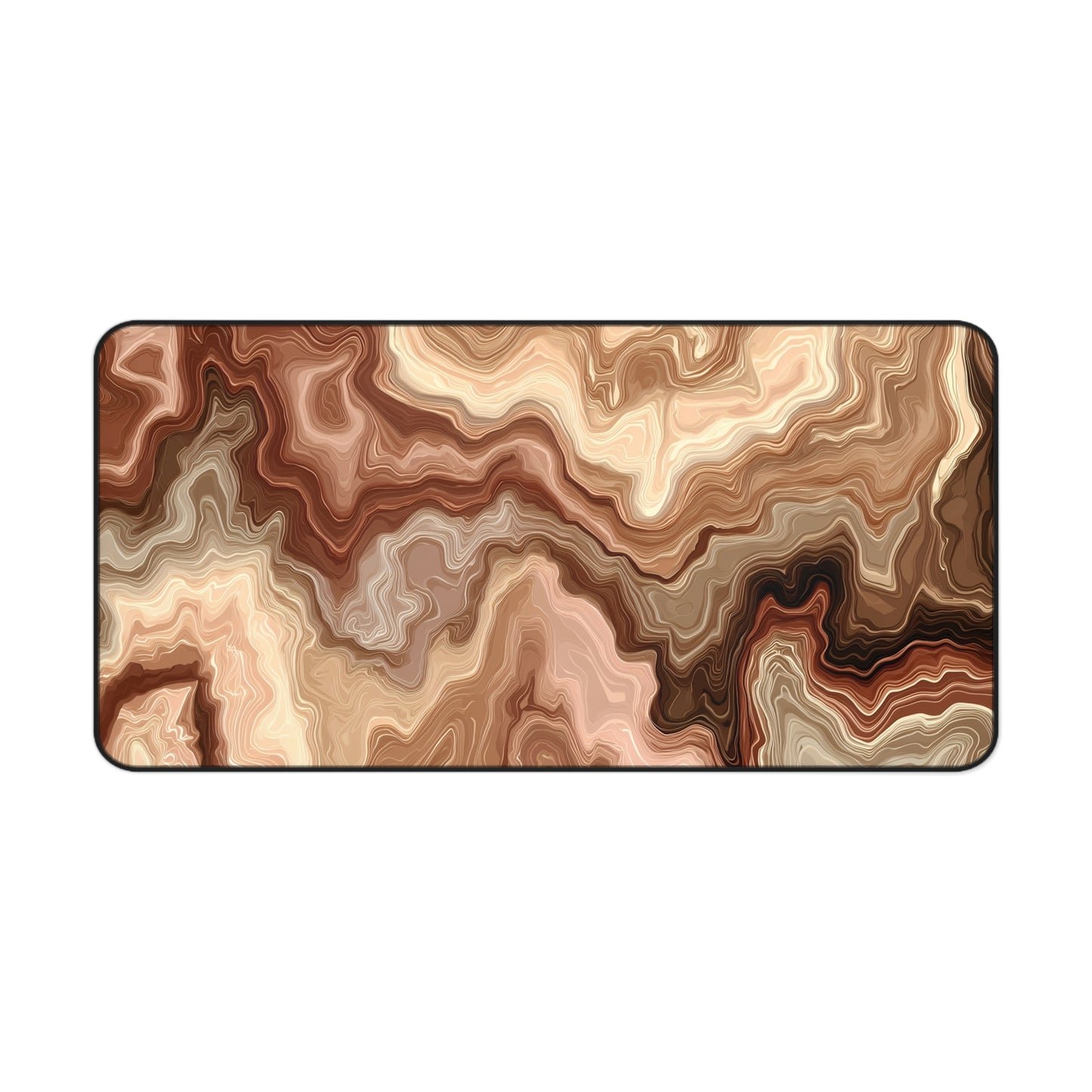 Brown Marble Wave Desk Mat: Abstract Earth Tone Mouse Pad