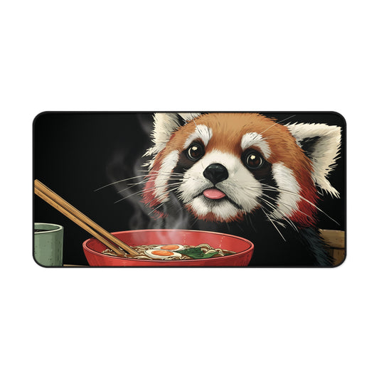 Funny Red Panda Eating Ramen Desk Mat
