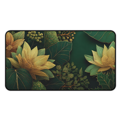 Green Floral Desk Mat for Christmas Office Decor