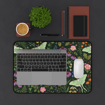Luna Moth Desk Mat: Botanical Cottagecore Mouse Pad