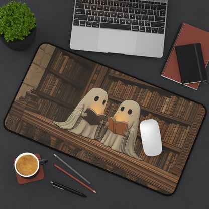 Bookworms Ghosts Desk Mat, Halloween Vibes Mouse Pad XL