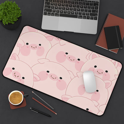Kawaii Pig Desk Mat, Pink Cartoon Piggy Mouse Pad