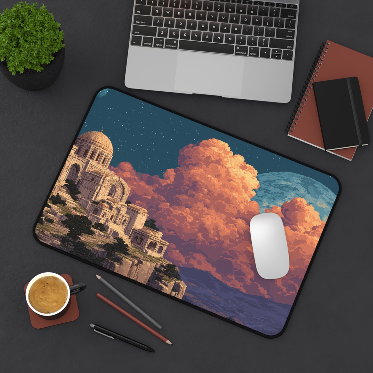 Ancient City Desk Mat Pixel Art Aesthetic
