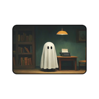 Ghost Writer Desk Mat: Cozy Study Halloween Illustration