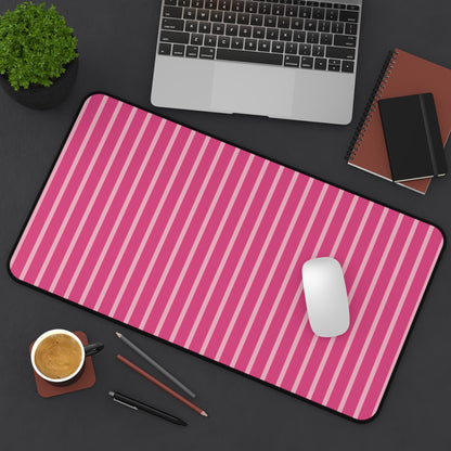 Pink Striped Desk Mat for Creative Workspaces