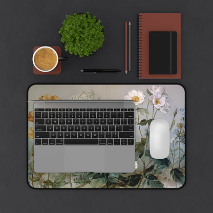 Vintage Botanical Desk Mat: Wildflower Painting Design
