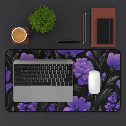Floral Desk Mat Purple Moody, Gothic Flowers Mouse Pad