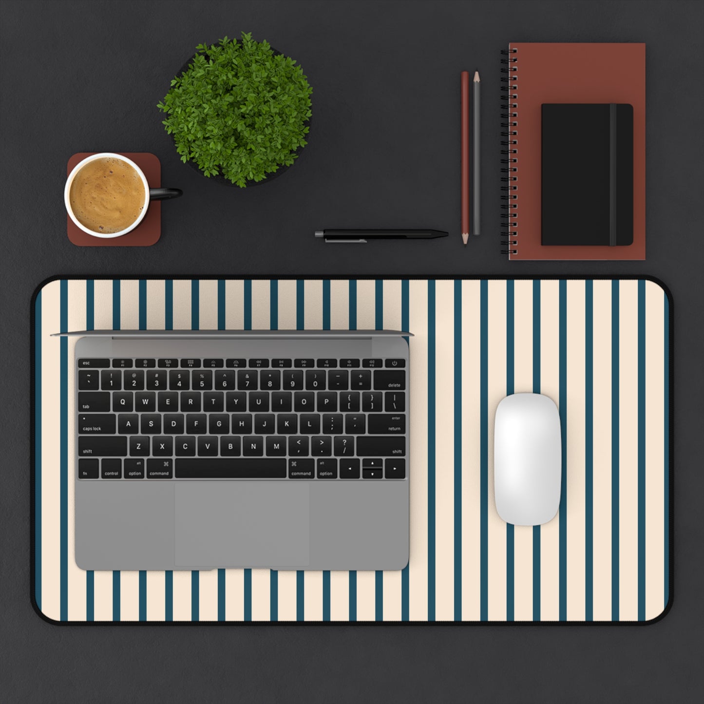 Deep Teal & Warm Beige Desk Mat