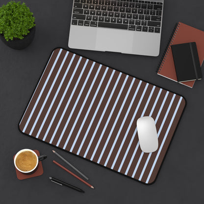 Striped Brown & Blue Desk Mat — Modern Minimalist Mousepad