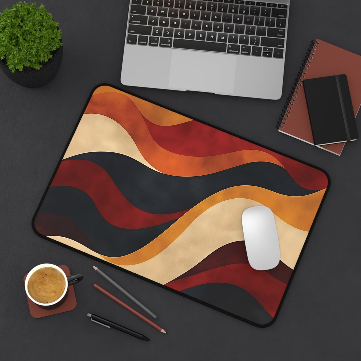 Retro Wave Desk Mat: Abstract Wavy Mousepad