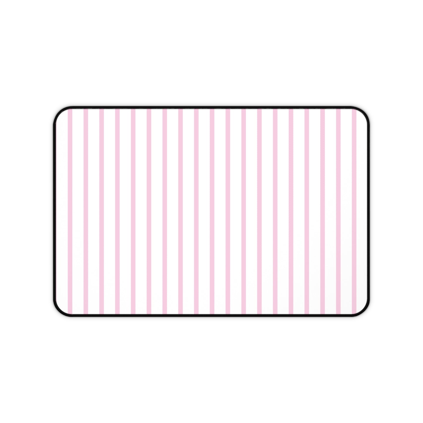 White and Pastel Pink Striped Desk Mat for Cute Office Decor
