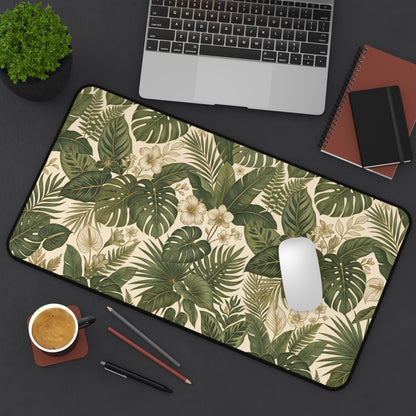 Green Monstera Desk Mat: Tropical Large Mouse Pad